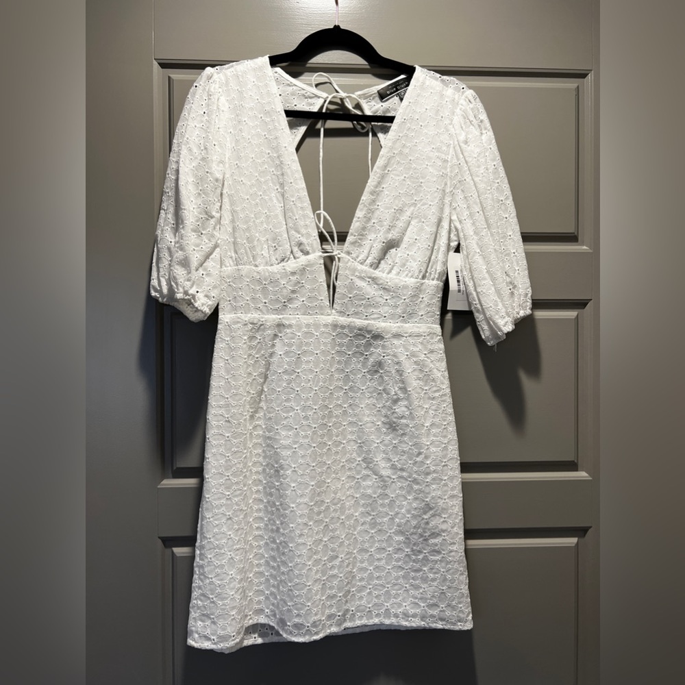 Blue Blush White Eyelet Cutout Dress NWT